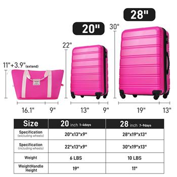 Hardshell Luggage Sets 2Pcs + Bag Spinner Suitcase with TSA Lock Lightweight 20\\" + 28\\"