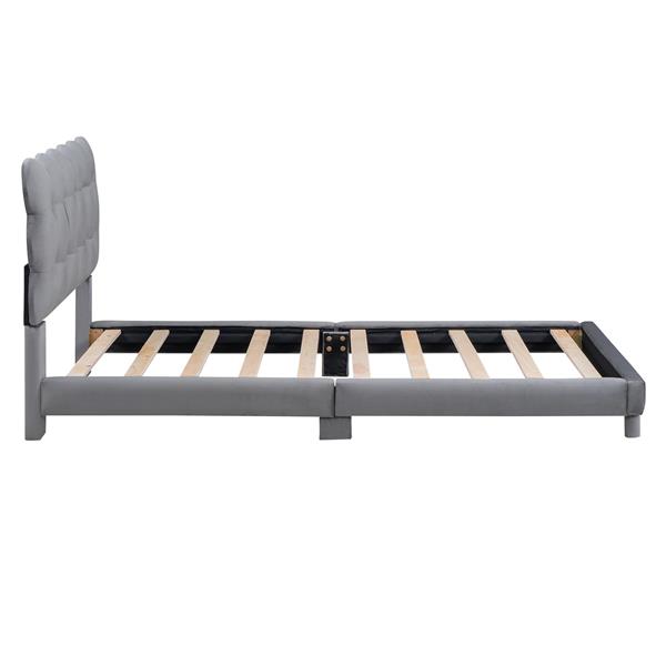 Twin Size Upholstered Platform Bed with Soft Headboard,Gray