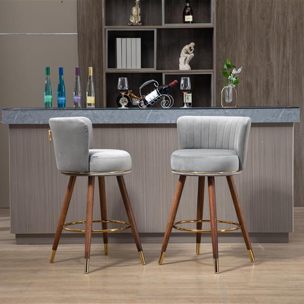 Counter Height Bar Stools Set of 2 for Kitchen Counter Solid Wood Legs with a fixed height of 360 degrees