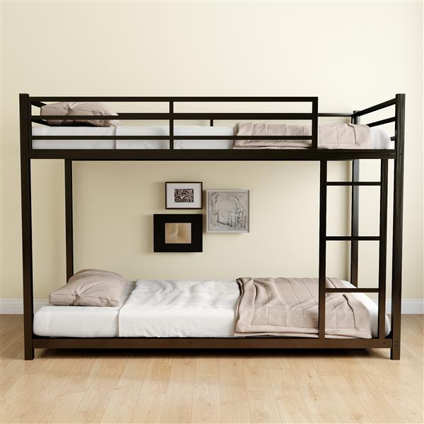 Metal Twin over Full Bunk Bed/ Heavy-duty Sturdy Metal/ Noise Reduced/ Safety Guardrail/No Box Spring Needed,Black