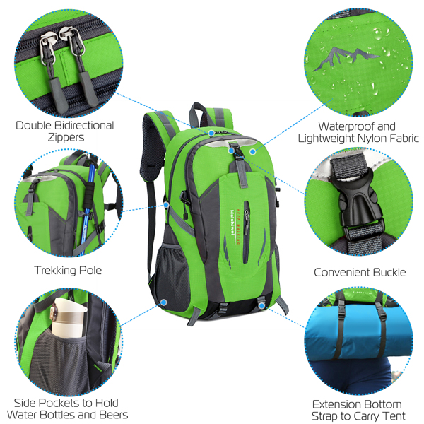 Hiking Daypack,36L Outdoor Backpack Waterproof Daypack Travel Knapsack Water Resistant Lightweight Packable Backpack for Travel Camping Outdoor