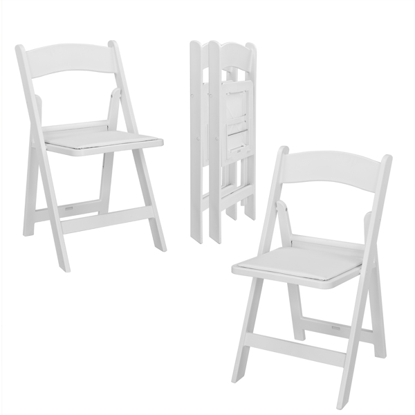 4 Pack Folding Chairs, Resin Chairs with Padded Seat, Comfortable Event Chairs Indoor Outdoor for Home Event Party Picnic School Wedding, White