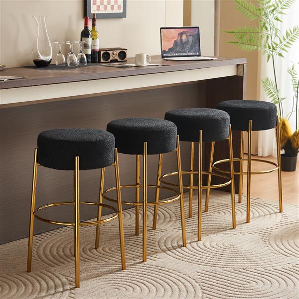 30" Tall, Round High Bar Stools, Set of 2 - Contemporary upholstered dining stools for kitchens, coffee shops and bar stores - Includes sturdy hardware support legs