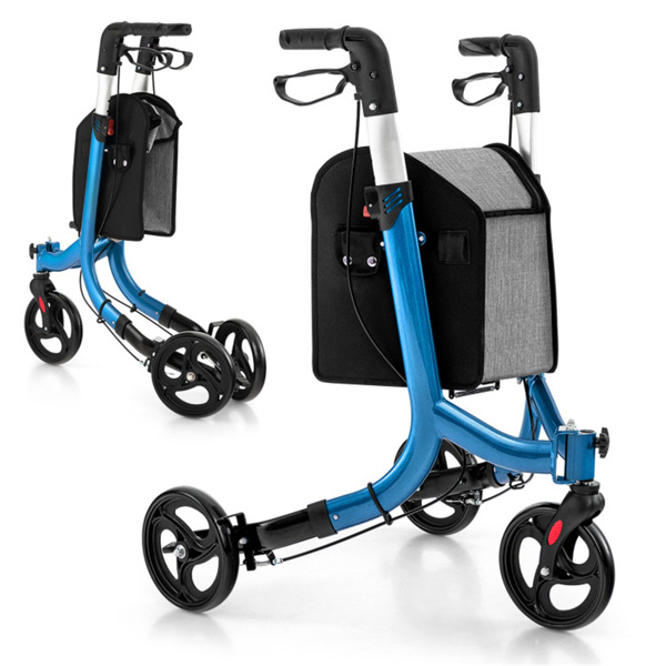 Foldable mobile walking aid with large shopping cart