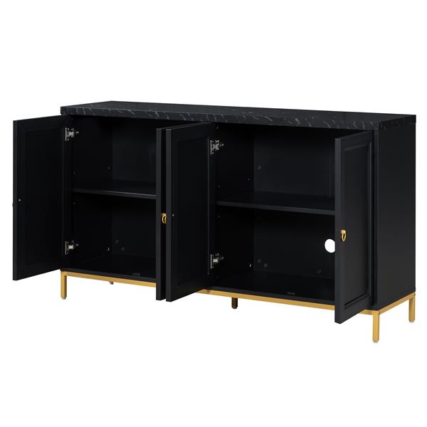 Modern Sideboard with Extra Large Storage Space with Metal Handles and Support Legs for Living Room and Dining Room (Black)