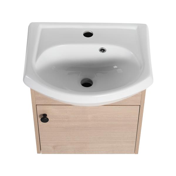 Small Size 18 Inch Bathroom Vanity With Ceramic Sink,Wall Mounting Design