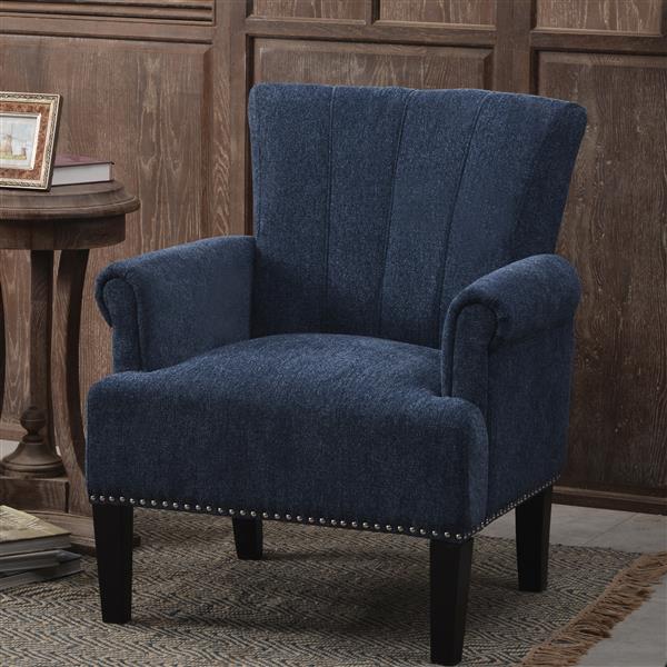 Tufted Polyester Armchair ,Navy Blue