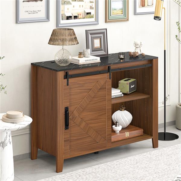 Drawer dresser cabinet,Sideboard,bar cabinet,Buffet server console,table storge cabinets,Slide the barn door,four drawers,Metal handle,for Dining Room,Living Room,bedroom,Kitchen Hallway,Brown +black