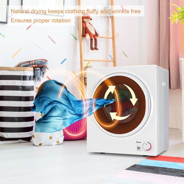 ZOKOP GYJ25-78 2.5KG Compact Portable Household clothes Dryer 1.6 cuf.t with Stainless Steel Drum Black and White 220V~240V MECHANICAL Control CE ROHS Certification