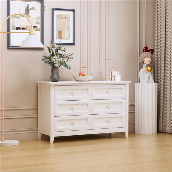 Solid Wood spray-painted drawer dresser bar,buffet tableware cabinet lockers buffet server console table lockers, retro round handle, applicable to the dining room, living room,kitchen corridor,white