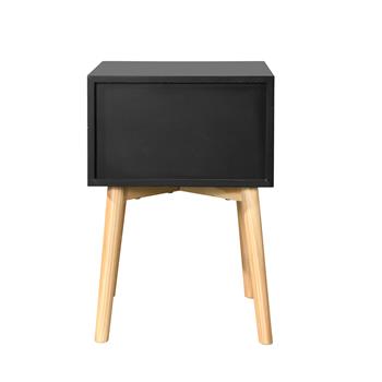 Side Table,Bedside Table with 2 Drawers and Rubber Wood Legs, Mid-Century Modern Storage Cabinet for Bedroom Living Room, Black