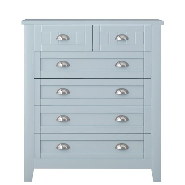 Drawer Dresser BAR CABINET side cabinet,buffet sideboard,buffet service counter, solid wood frame,plasticdoor panel,retro shell handle,applicable to dining room,living room, kitchen corridor,Blue-gray