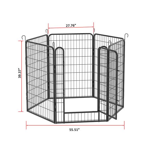 6 Panels Heavy Duty Metal Playpen with door,39.37"H Dog Fence Pet Exercise Pen for Outdoor, Indoor