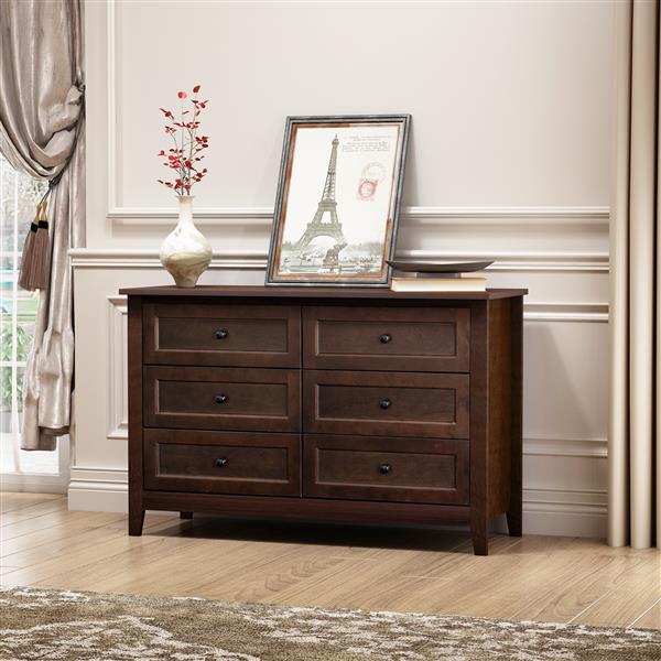 Solid Wood spray-painted drawer dresser bar,buffet tableware cabinet lockers buffet server console table lockers, retro round handle, applicable to the dining room, living room,kitchen corridor,auburn