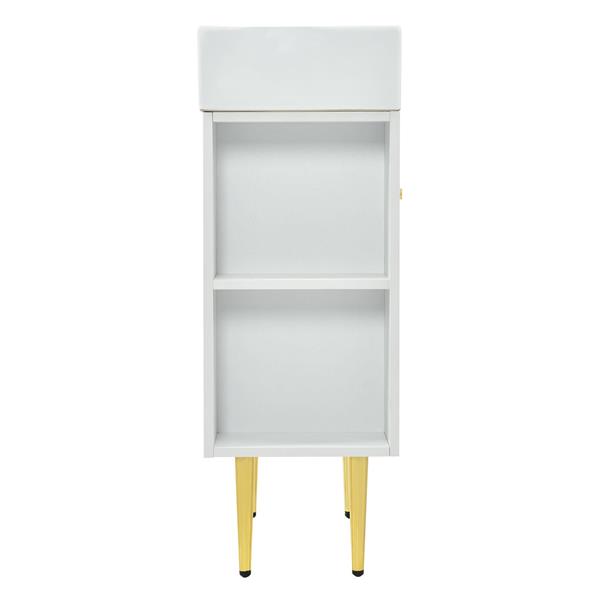 21.6" white Bathroom vanity, Combo Cabinet, Bathroom Storage Cabinet, Single Ceramic Sink, Right side storage