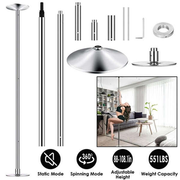 Stripper Dance Pole 45mm Spinning Static Dancing Pole with 88-108.1in Adjustable Height 551LBS Weight Capacity for Fitness Exercise Party Home Club Gym