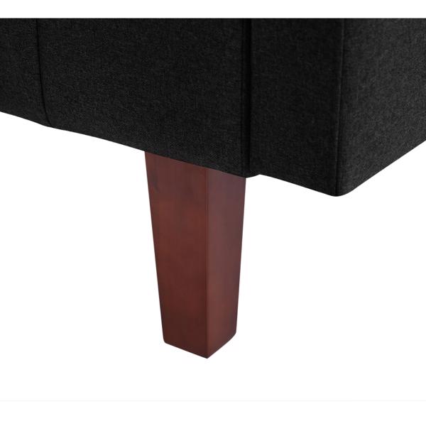 黑色亚麻双人沙发，可转换客厅沙发床，三层靠背调节，适用于客厅和卧室-14