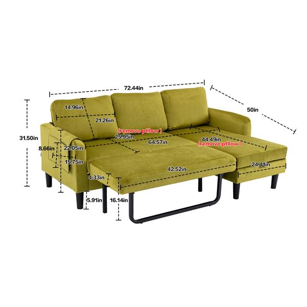 Sectional Sofa Reversible Sectional Sleeper Sectional Sofa with Storage Chaise