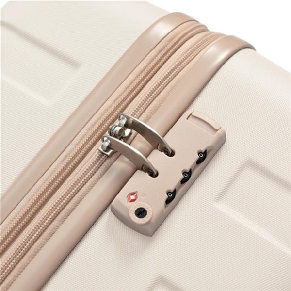 Luggage Sets New Model Expandable ABS Hardshell 3pcs Clearance Luggage Hardside Lightweight Durable Suitcase sets Spinner Wheels Suitcase with TSA Lock 20''24''28''( Ivory and Golden)