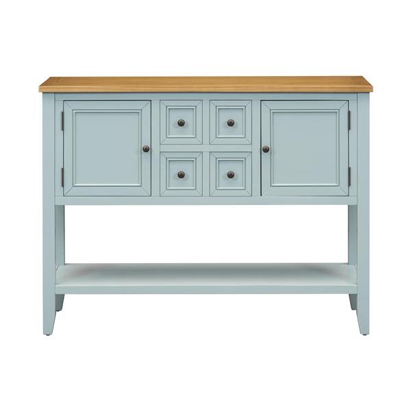 Series  Ample Storage Vintage Console Table with Four Small Drawers and Bottom Shelf for Living Rooms, Entrances and Kitchens (Lime White)