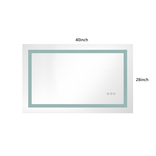 40x28 Inch LED Bathroom Mirror with Frontlit and Backlit, Wall Mounted Vanity Mirror with Smart Touch Button, Anti-Fog, Memory Function, 3 Colors, Stepless Dimmable Makeup Mirror(Horizontal/Vertical)