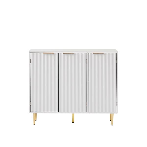 Storage cabinet Wave pattern three door buffets & sideboards for living room, dining room, bedroom , hall, white, 39.4''w x 15.8''d x 33.5''h.