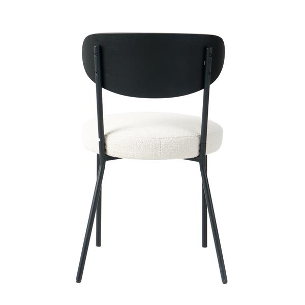 Modern grey simple teddy velvet dining chair Upholstered chair Family bedroom stool back dressing, white round table set,Bentwood covered with ash veneer Chair back,chair black metal legs (set of 5)