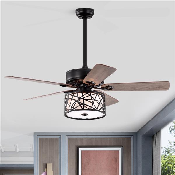 52'' Low Profile Ceiling Fan with Lights(no include bulb),Blade Dark Wood Ceiling fan