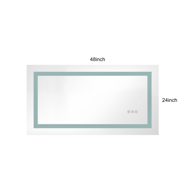 48x24 Inch LED Bathroom Mirror with Frontlit and Backlit, Wall Mounted Vanity Mirror with Smart Touch Button, Anti-Fog, Memory Function, 3 Colors, Stepless Dimmable Makeup Mirror(Horizontal/Vertical)