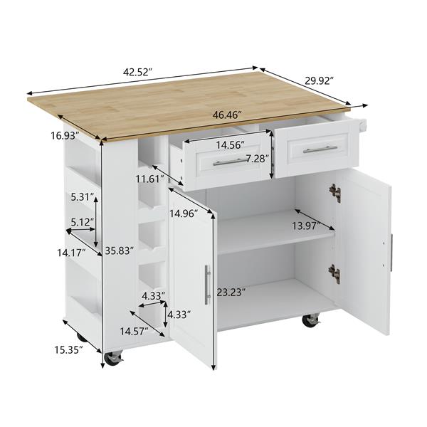 Multi-Functional Kitchen Island Cart with Stylish and Minimalist Bar Stools, Combination Set, Convenient and Practical (White Kitchen Island + Wood Color Bar Stools)