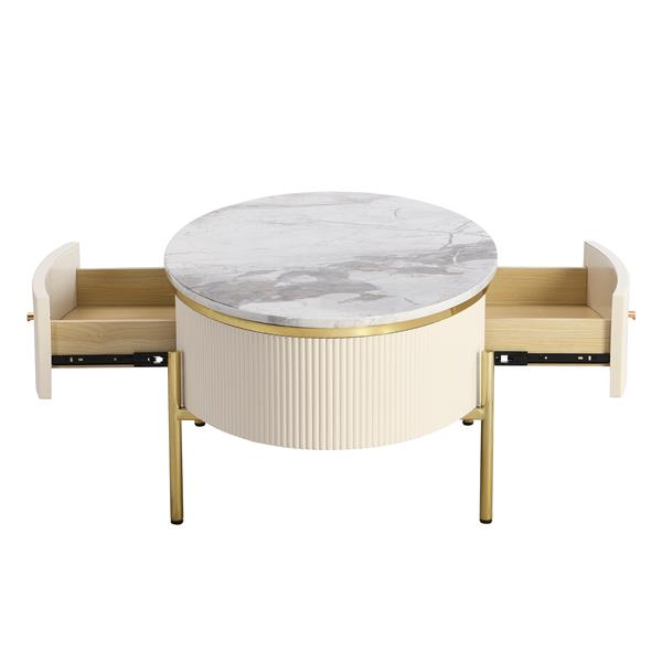 Modern Oval Coffee Table with 2 large Drawers Storage Table