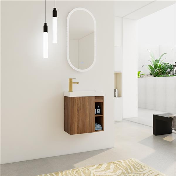 20'' Floating Wall-Mounted Bathroom Vanity with White Resin Sink & Soft-Close Cabinet Door