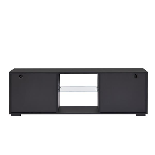 Black morden TV Stand with LED Lights,high glossy front TV Cabinet,can be assembled in Lounge Room, Living Room or Bedroom,color:Black