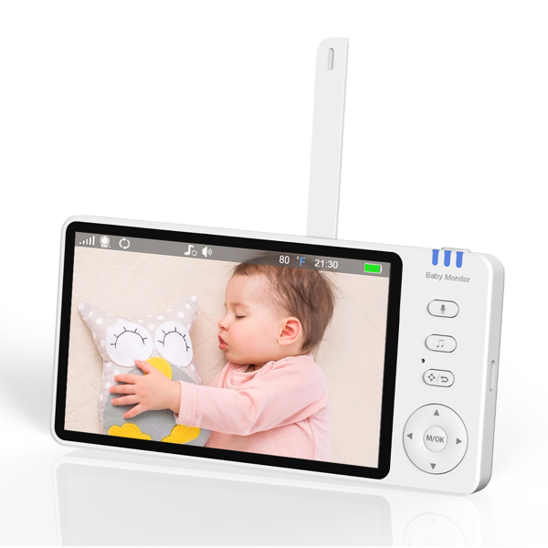 Baby Monitor 720P with Camera 5 Inch HD 3500mAh  IPS Display, VOX Mode Digital Zoom Night Vision Two-Way Talk Temperature Display