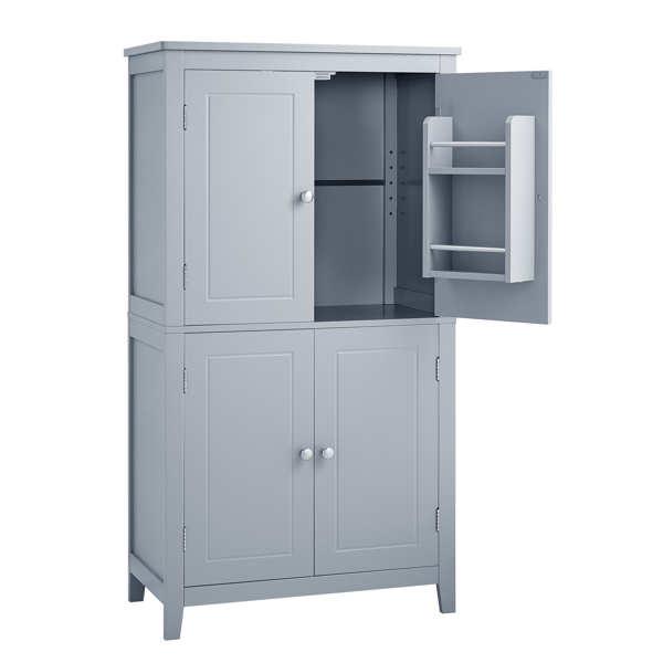 Bathroom Storage Cabinet, Cabinet with Two Doors and Drawers, Adjustable Shelf, MDF Board, Grey  