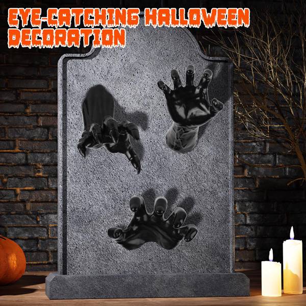 3Pcs Creepy Reaching Hands With Lighted Candles Wall Mounted Halloween Decoration Witch Devil Hand Aesthetic Goth Gothic Life-Sized Horror Hands Hanging Sculpture