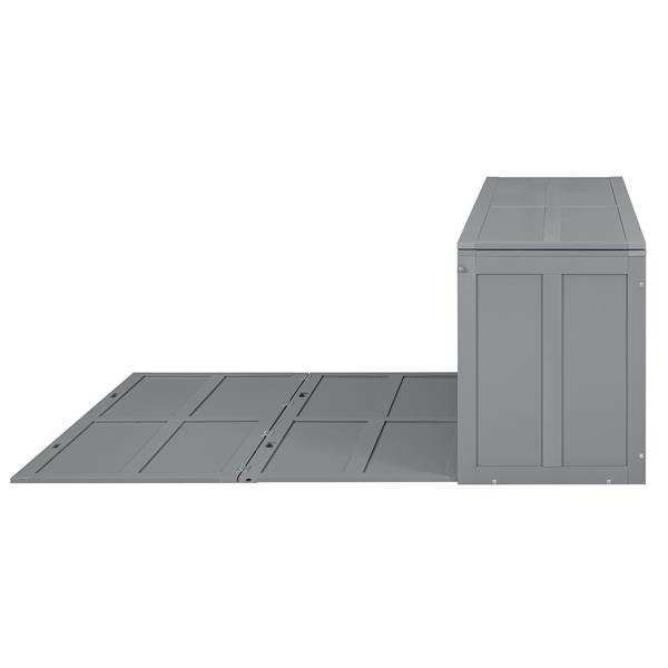 Queen Size Murphy Bed with Rotable Desk, Gray