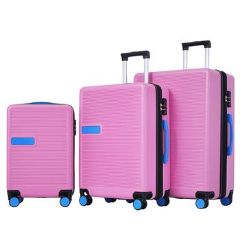 Contrast Color 3 Piece Luggage Set Hardside Spinner Suitcase with TSA Lock 20\\" 24\\' 28\\" Available