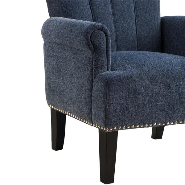 Tufted Polyester Armchair ,Navy Blue