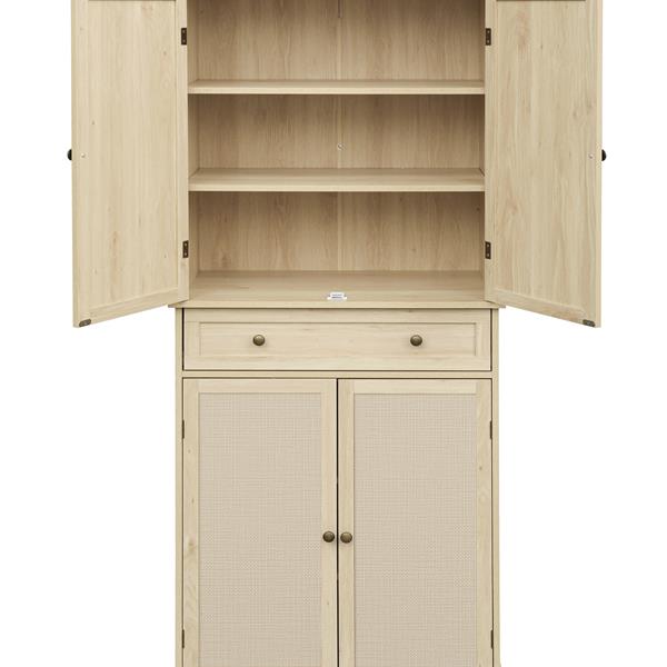 4 Door Cabinet with 1 Drawer, with 4 Adjustable Inner Shelves, Storage Cabinet