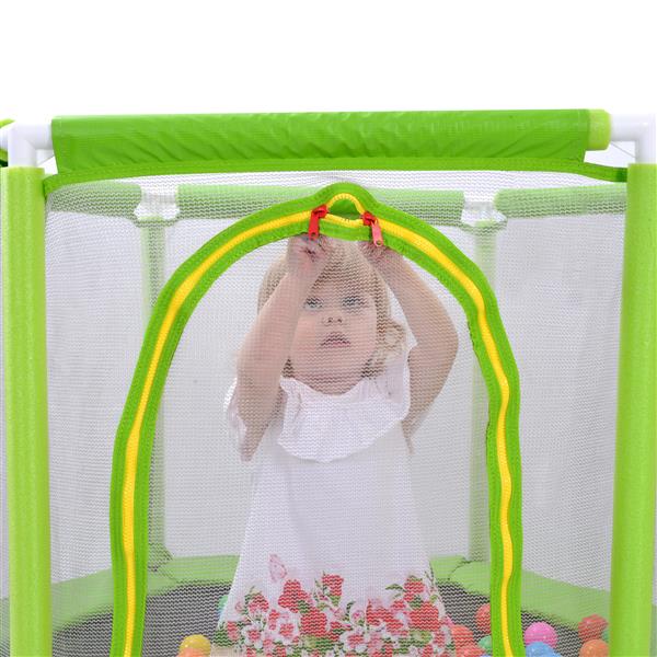 55'' Toddlers Trampoline with Safety Enclosure Net and Balls, Indoor Outdoor Mini Trampoline for Kids