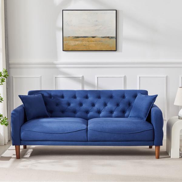 77.95 "Sponge Cushioned Sofa - Blue(Solid wood legs are detachable)