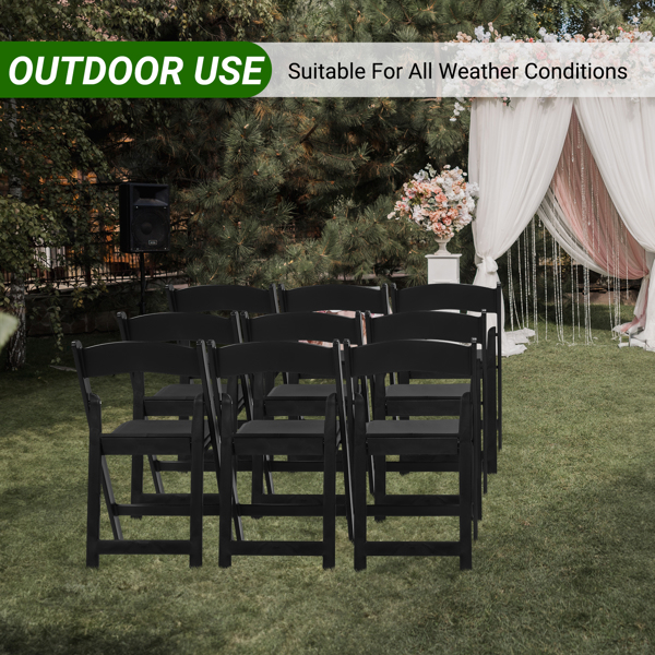 4 Pack Folding Chairs, Resin Chairs with Padded Seat, Comfortable Event Chairs Indoor Outdoor for Home Event Party Picnic School Wedding, Black