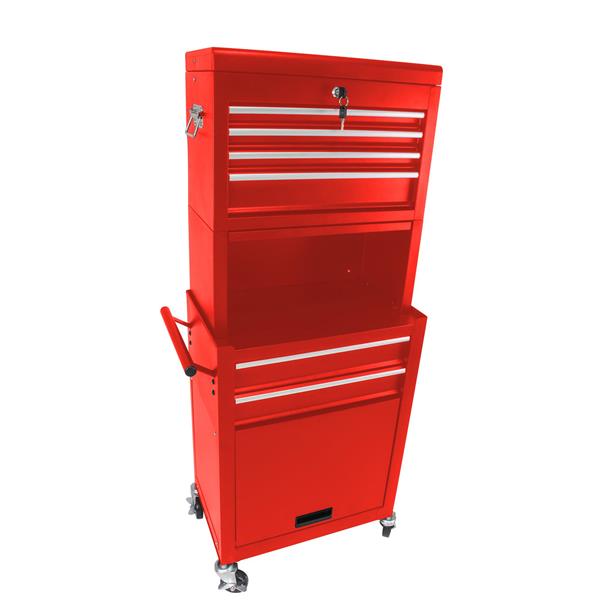 High Capacity Rolling Tool Chest with Wheels and Drawers, 6-Drawer Tool Storage Cabinet--RED