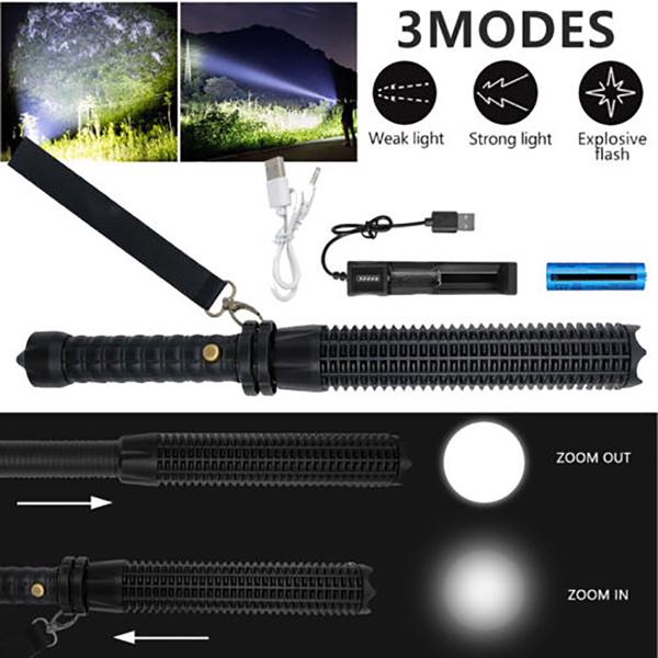 Super Bright LED Torch Tactical Flashlight USB Rechargeable Work Light 10000 LM