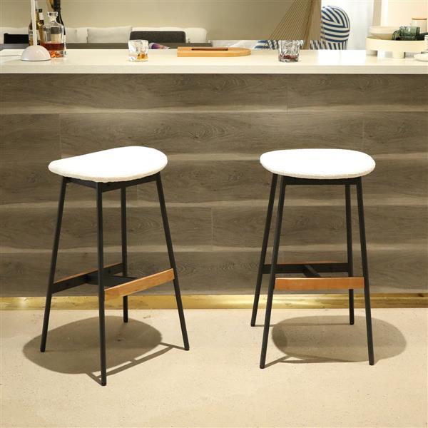 Modern Set of 2 Bar Stools Comfortable & Stylish Counter Height and Bar Height Bar Stools,Soft Fabric Upholstered, Backless for Kitchen, Dining Room Bar Chairs