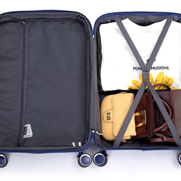 Expandable Hardshell Suitcase Double Spinner Wheels PP Luggage Sets Lightweight Durable Suitcase with TSA Lock,3-Piece Set (20/24/28) ,Navy