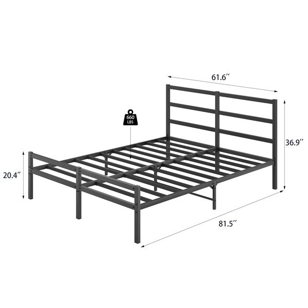 Metal Platform Bed frame with Headboard, Sturdy Metal Frame, No Box Spring Needed(Queen)