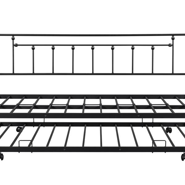 Metal Twin Daybed with Trundle/ Heavy-duty Sturdy Metal/ Noise Reduced/ Trundle for Flexible Space/ Vintage Style/ No Box Spring Needed