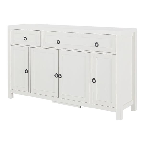 Retro Style Large Storage Space Sideboard with Flip Door and 1 Drawer, 4 Height-Adjustable Cabinets, Suitable for Kitchen, Dining Room, Living Room (Antique White)